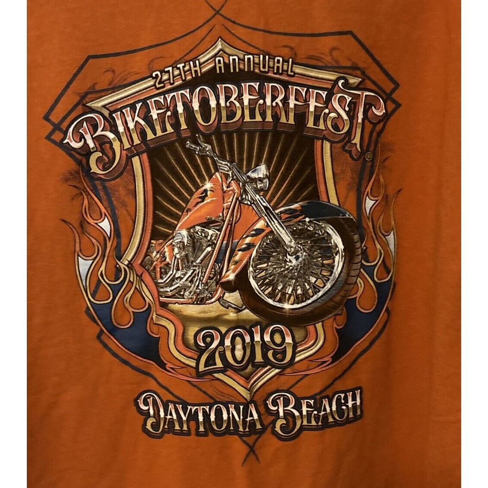27th Annual Biketoberfest Daytona Beach Short Sleeve Tshirt Orange 2019 Size‎ XL